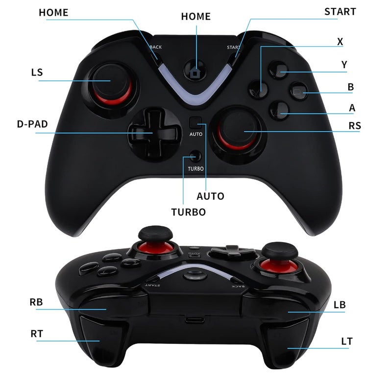 ROTOMOON Wireless Game Controller with LED Lighting Compatible with Xbox One S/X, Xbox Series S/X Gaming Gamepad, Remote Joypad with 2.4G Wireless Adapter, Rechargeable Battery - Image 2